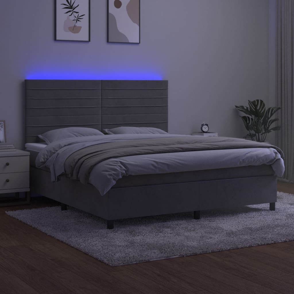 Sommier à lattes de lit avec matelas LED Gris clair 180x200 cm - XIOS