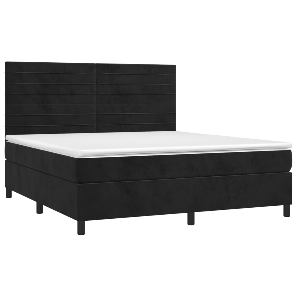 Sommier à lattes de lit avec matelas LED Noir 180x200cm Velours - XIOS