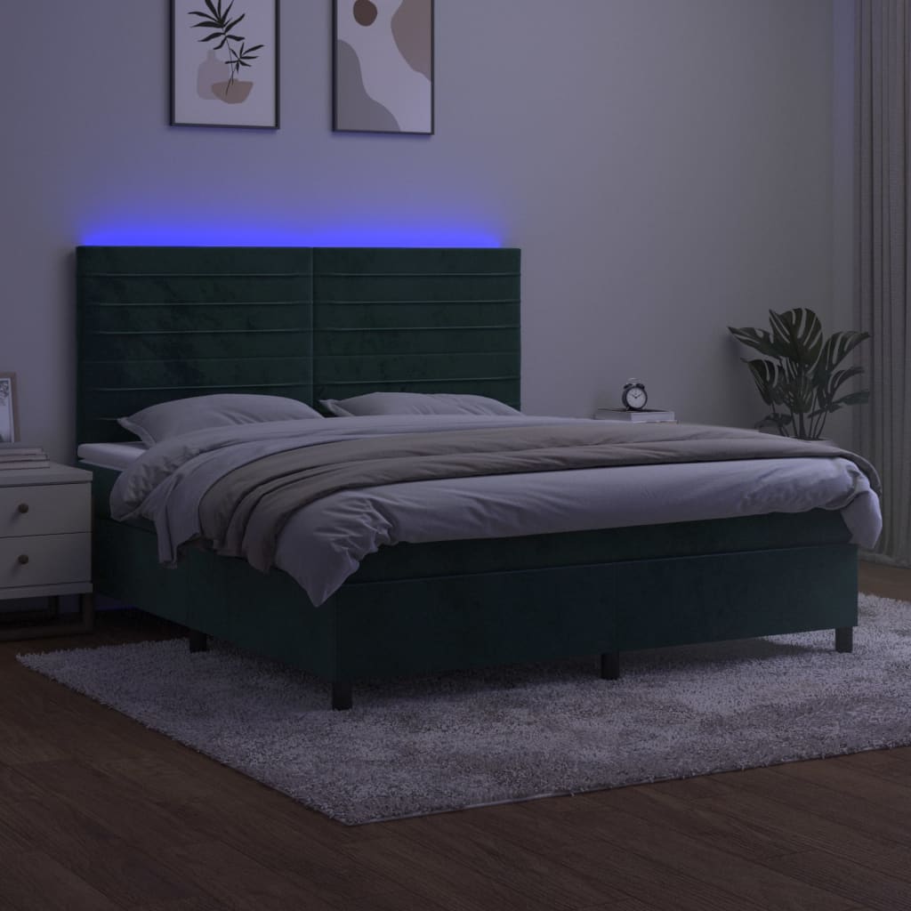 Sommier à lattes de lit avec matelas LED Vert foncé 180x200 cm - XIOS