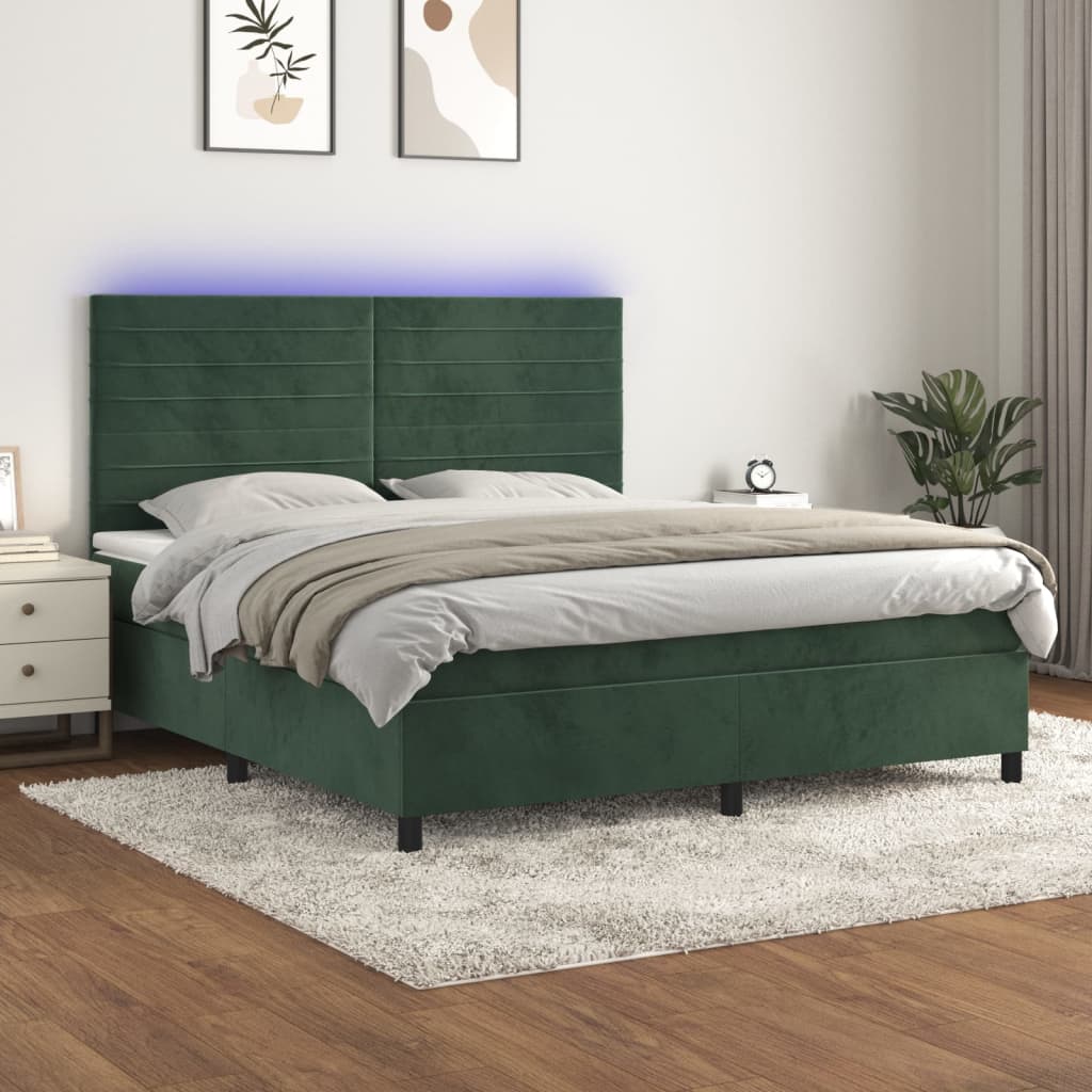 Sommier à lattes de lit avec matelas LED Vert foncé 180x200 cm - XIOS