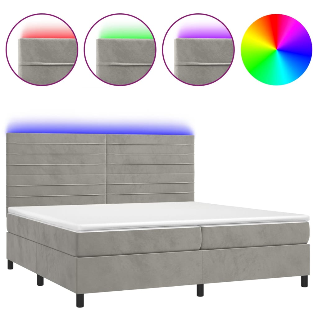Sommier à lattes de lit avec matelas LED Gris clair 200x200 cm - XIOS