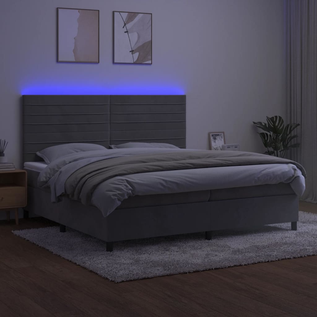 Sommier à lattes de lit avec matelas LED Gris clair 200x200 cm - XIOS