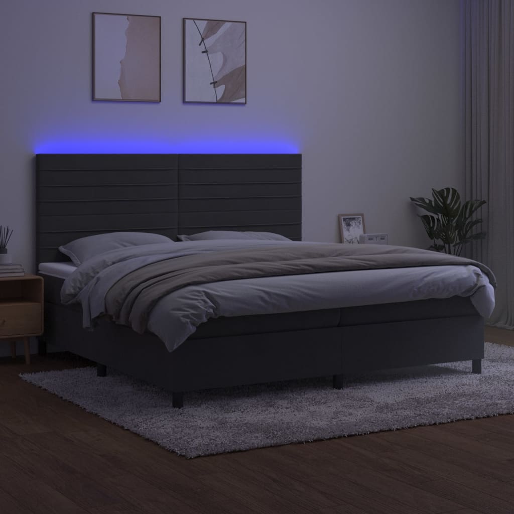 Sommier à lattes de lit avec matelas LED Gris foncé 200x200 cm - XIOS