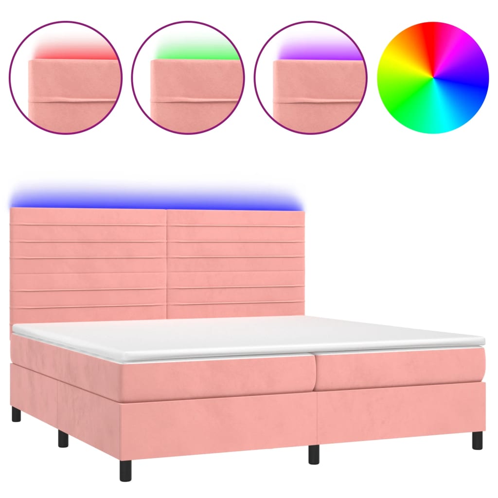 Sommier à lattes de lit avec matelas LED Rose 200x200cm Velours - XIOS