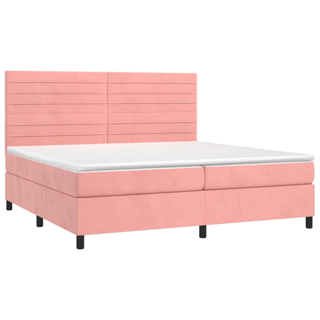 Sommier à lattes de lit avec matelas LED Rose 200x200cm Velours - XIOS