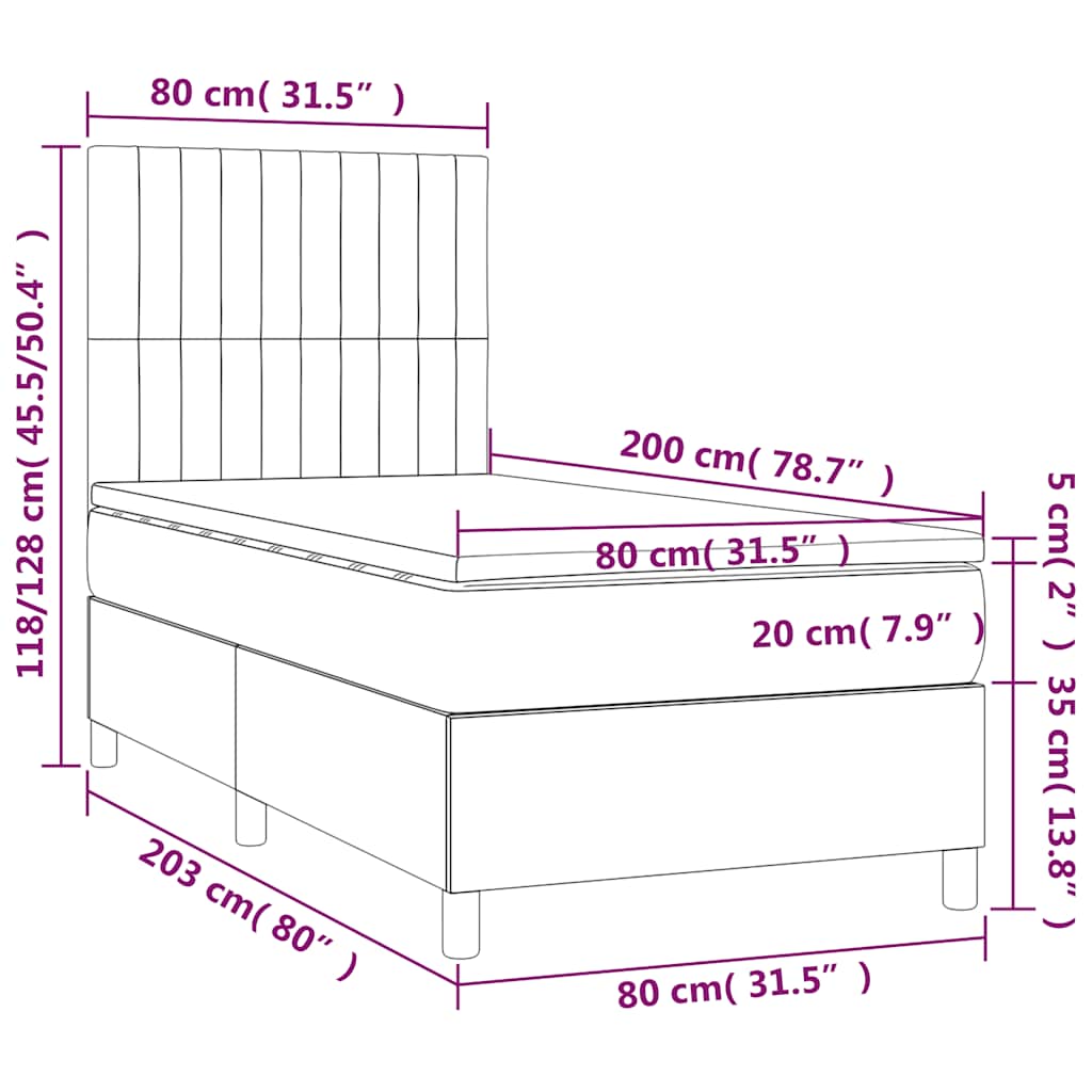 Sommier à lattes de lit matelas LED Vert foncé 80x200cm Velours - XIOS