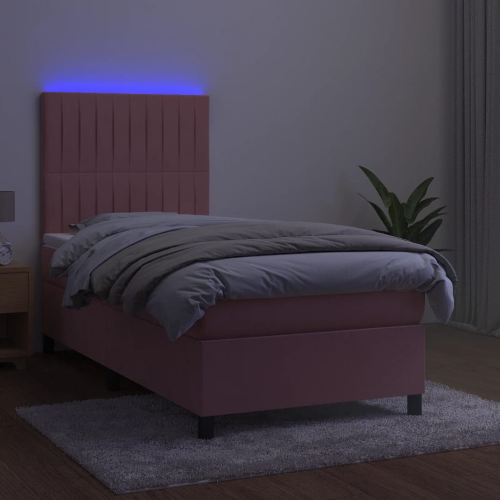 Sommier à lattes de lit avec matelas LED Rose 80x200 cm Velours - XIOS