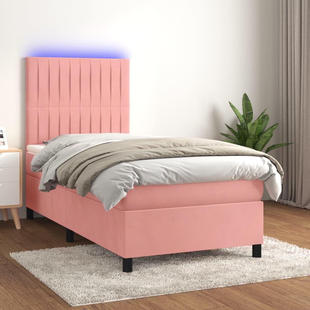 Sommier à lattes de lit avec matelas LED Rose 80x200 cm Velours - XIOS