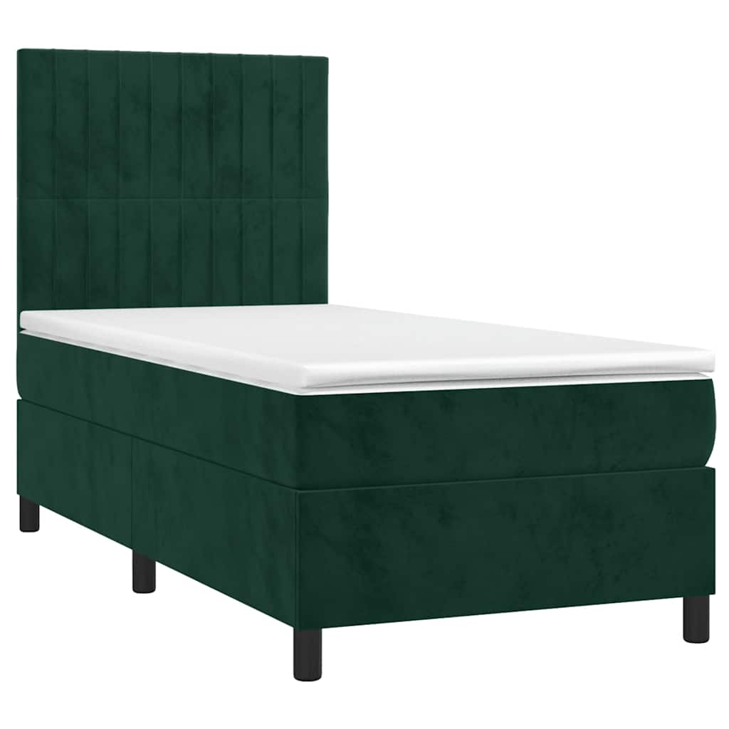 Sommier à lattes de lit matelas LED Vert foncé 90x190cm Velours - XIOS