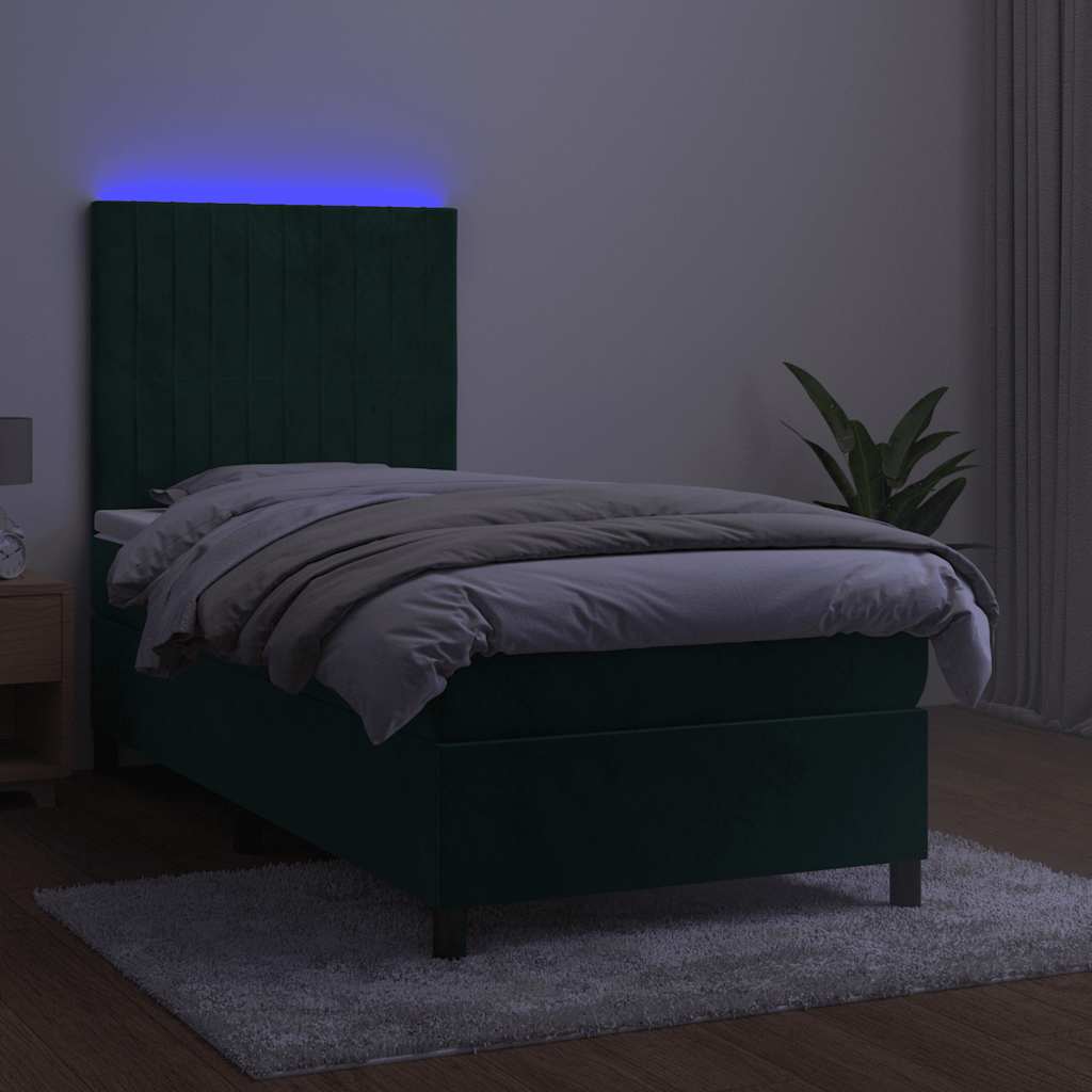 Sommier à lattes de lit matelas LED Vert foncé 90x190cm Velours - XIOS