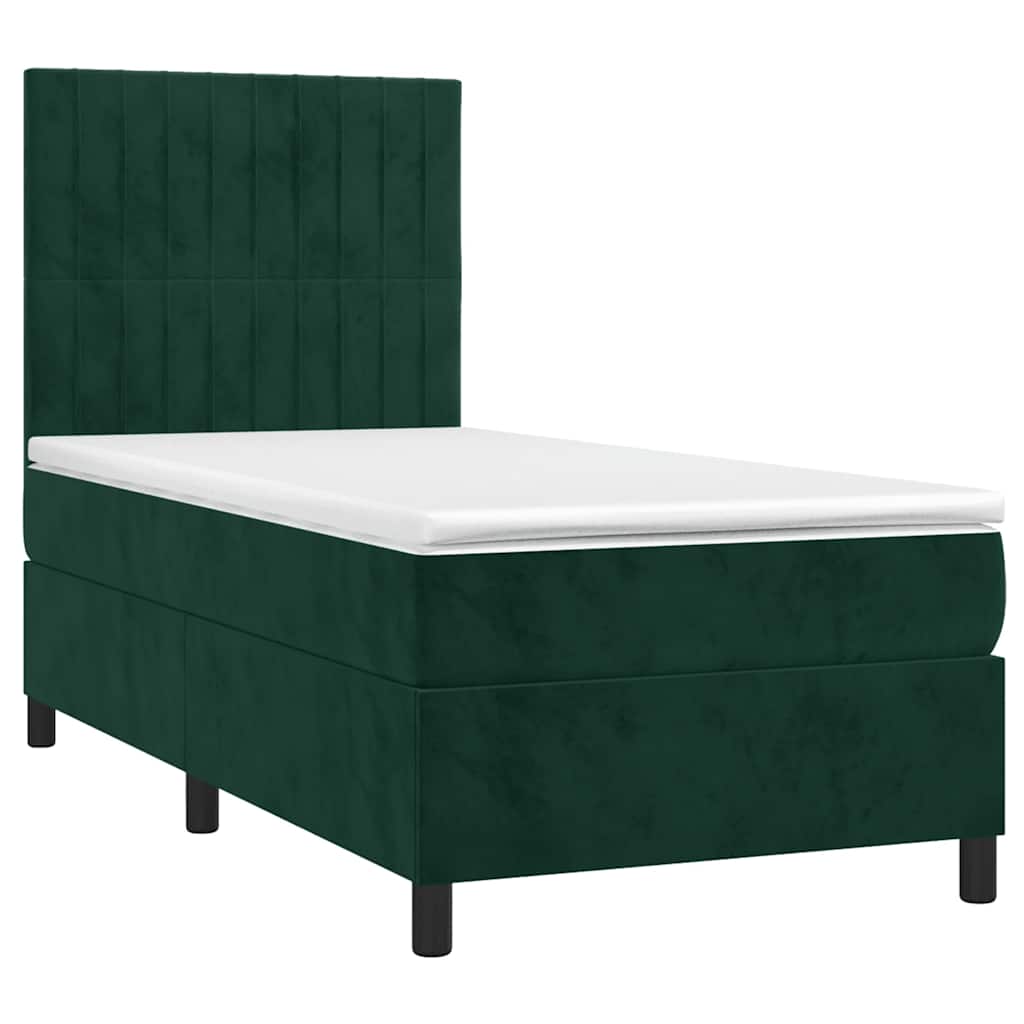 Sommier à lattes de lit avec matelas LED Vert foncé 100x200 cm - XIOS