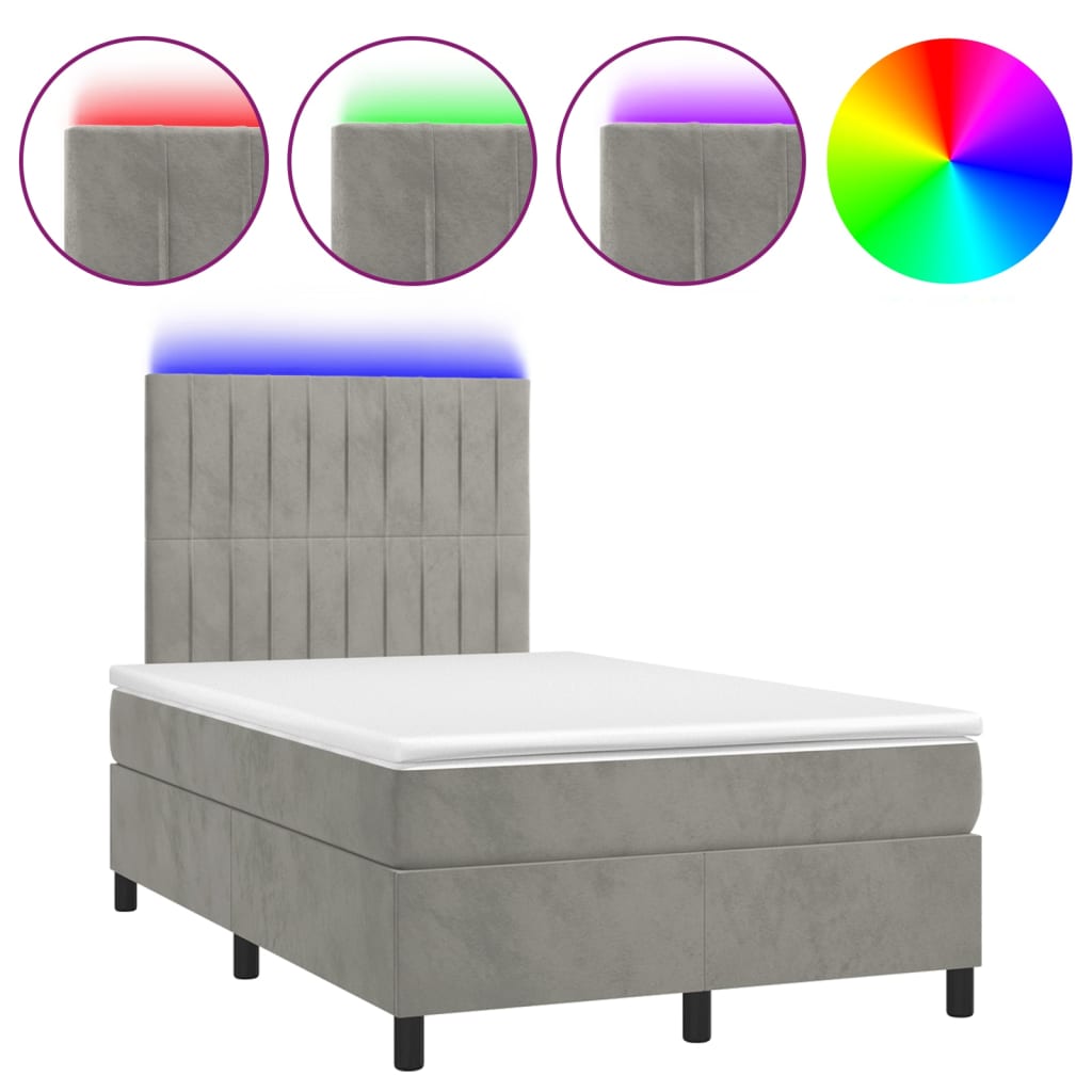 Sommier à lattes de lit avec matelas LED Gris clair 120x200 cm - XIOS