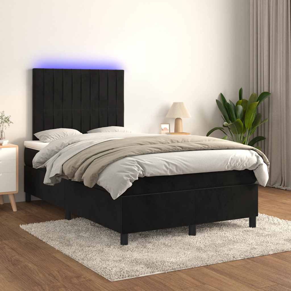 Sommier à lattes de lit avec matelas LED Noir 120x200cm Velours - XIOS