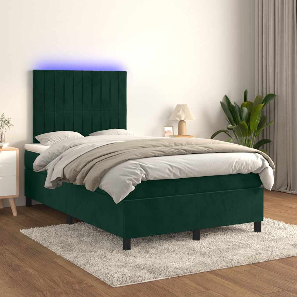 Sommier à lattes de lit avec matelas LED Vert foncé 120x200 cm - XIOS