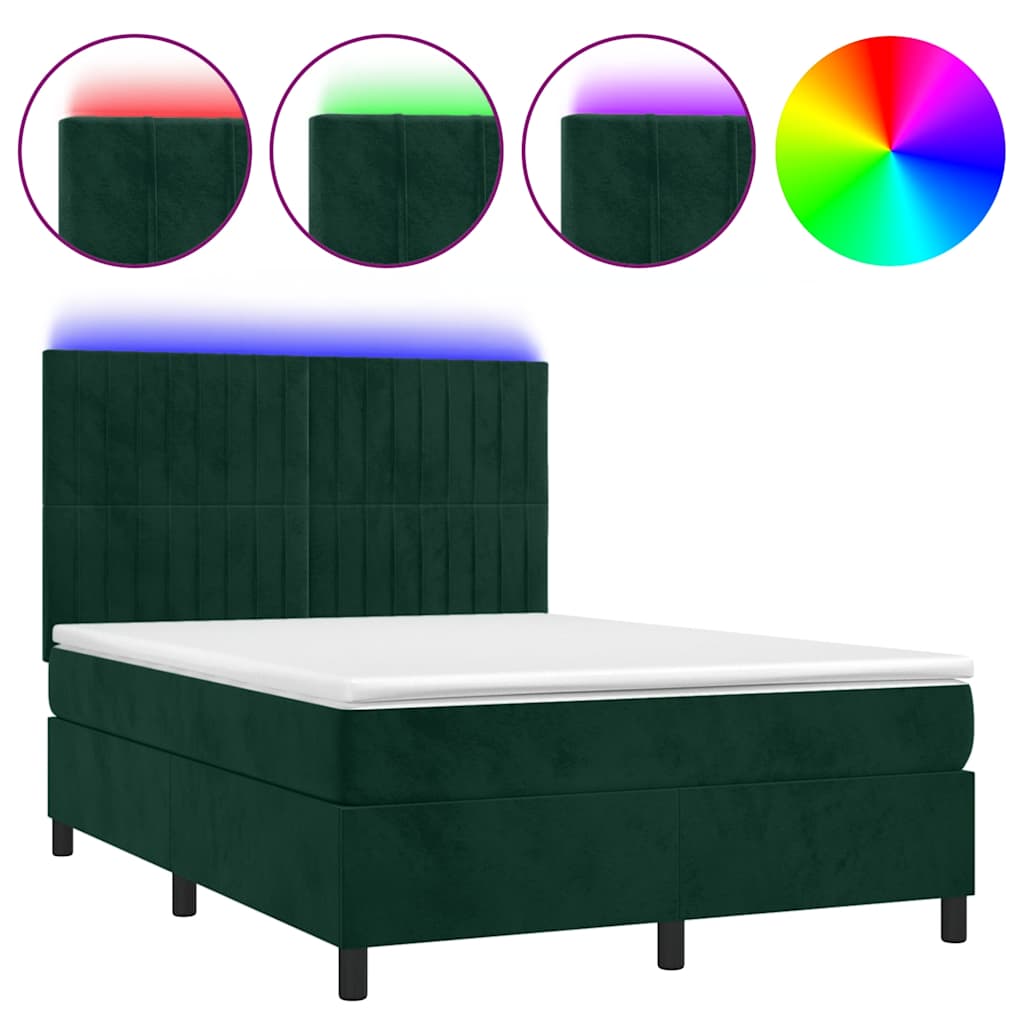 Sommier à lattes de lit avec matelas LED Vert foncé 140x190 cm - XIOS