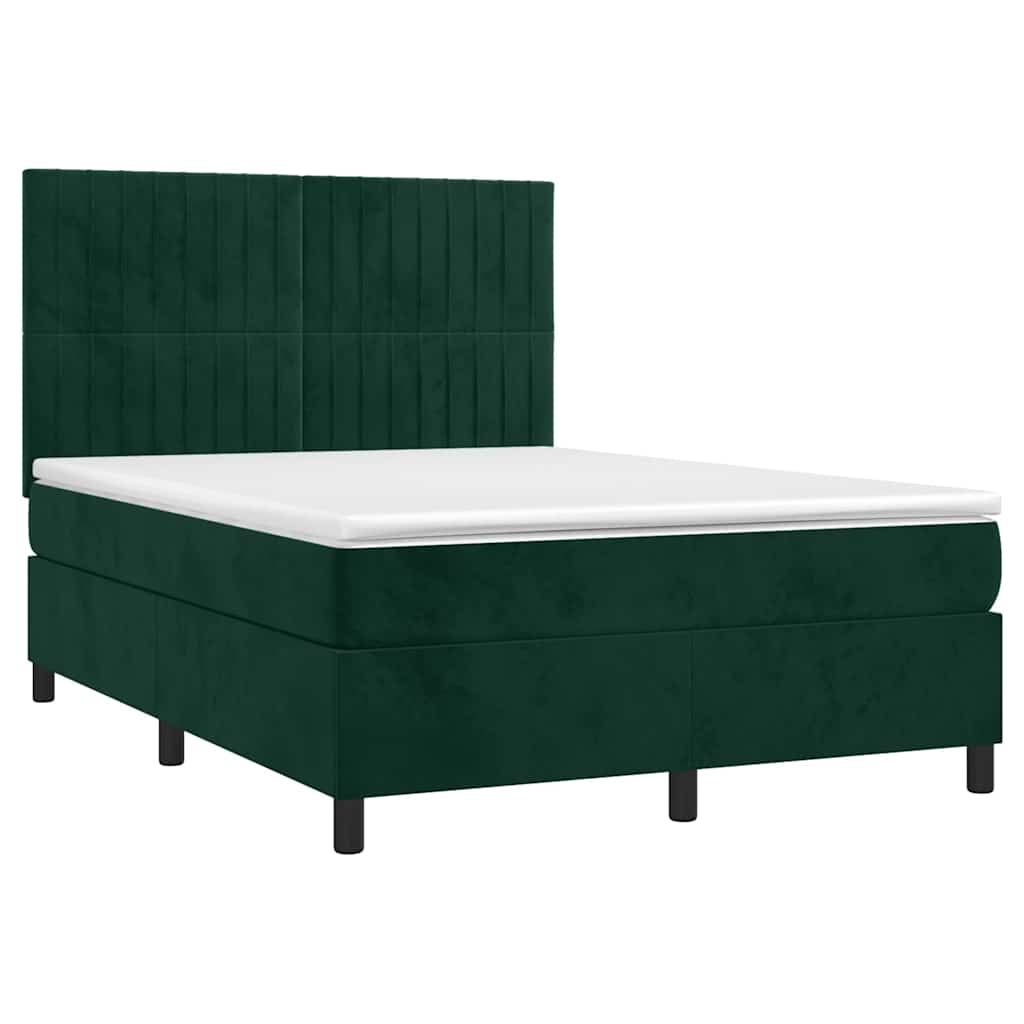 Sommier à lattes de lit avec matelas LED Vert foncé 140x190 cm - XIOS