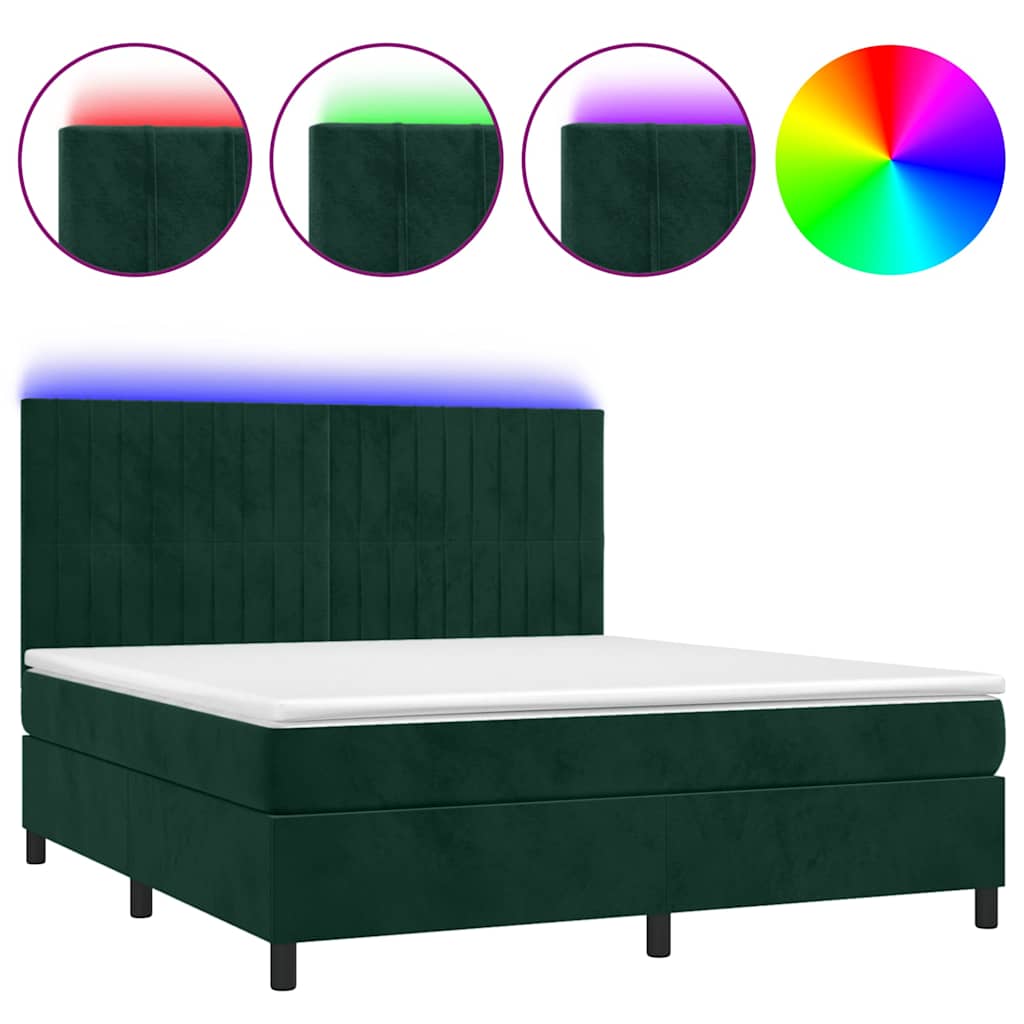 Sommier à lattes de lit matelas et LED Vert foncé 160x200 cm - XIOS