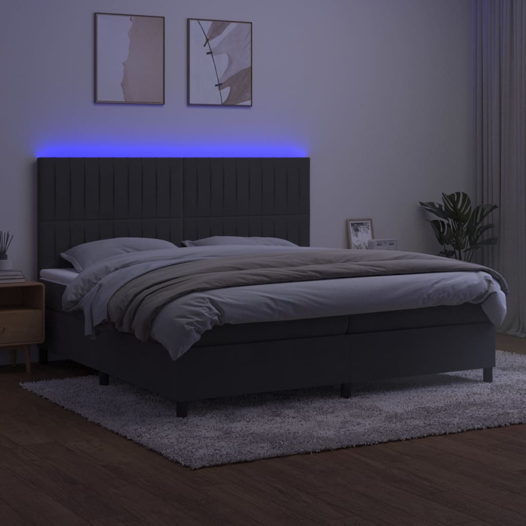 Sommier à lattes de lit matelas et LED Gris foncé 200x200 cm - XIOS