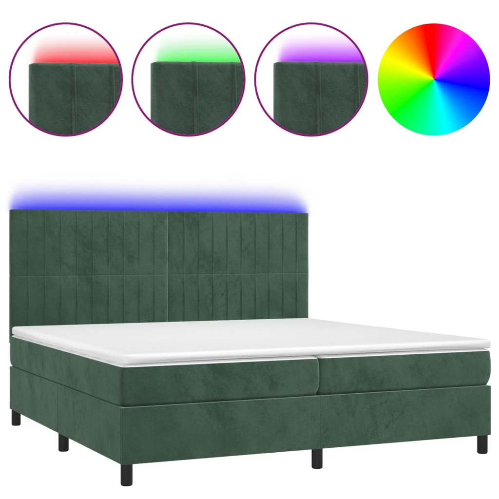 Sommier à lattes de lit matelas et LED Vert foncé 200x200 cm - XIOS