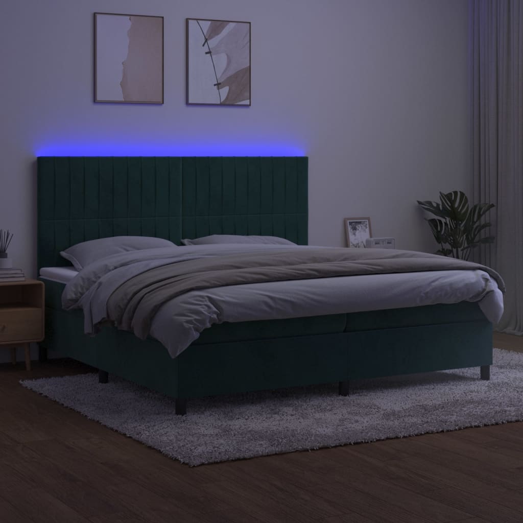 Sommier à lattes de lit matelas et LED Vert foncé 200x200 cm - XIOS