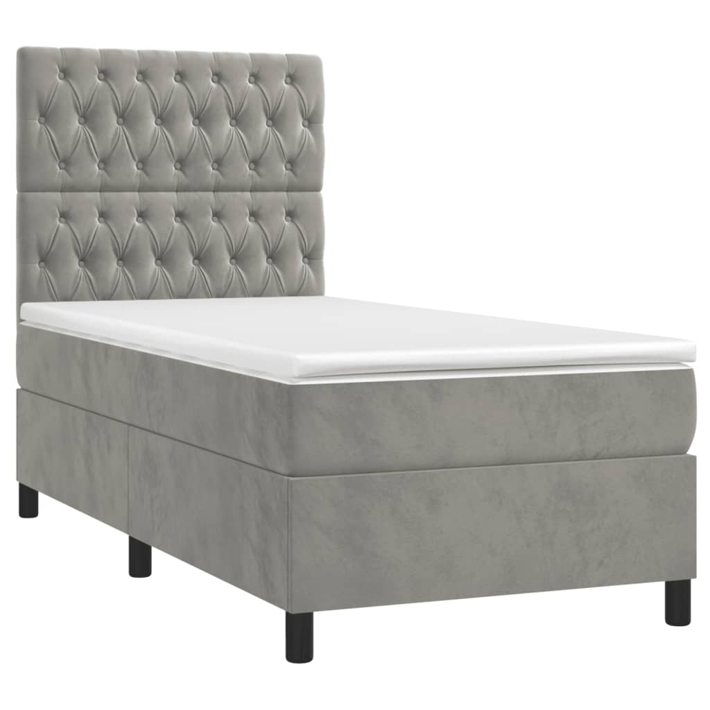 Sommier à lattes de lit et matelas et LED Gris clair 80x200 cm
