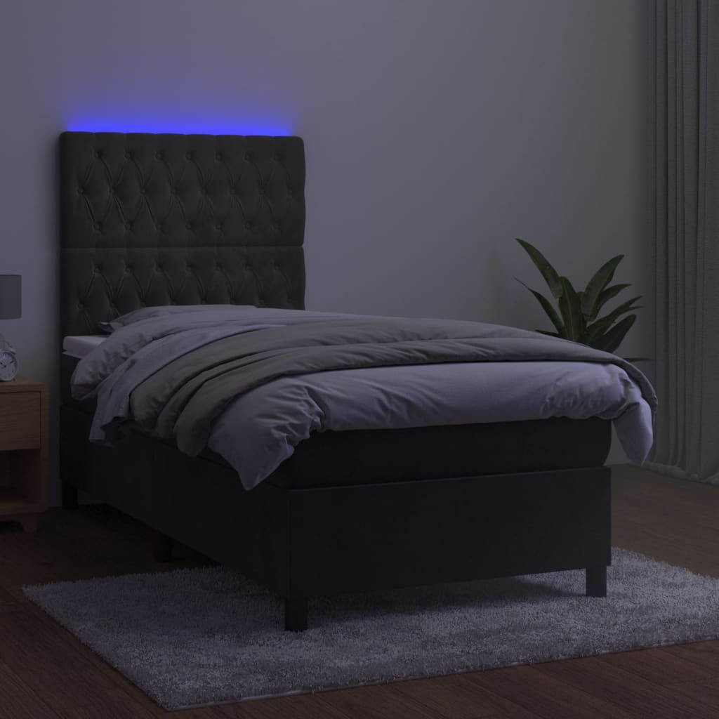Sommier à lattes de lit et matelas et LED Gris foncé 80x200 cm - XIOS