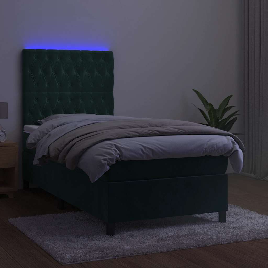 Sommier à lattes de lit et matelas et LED Vert foncé 80x200 cm - XIOS