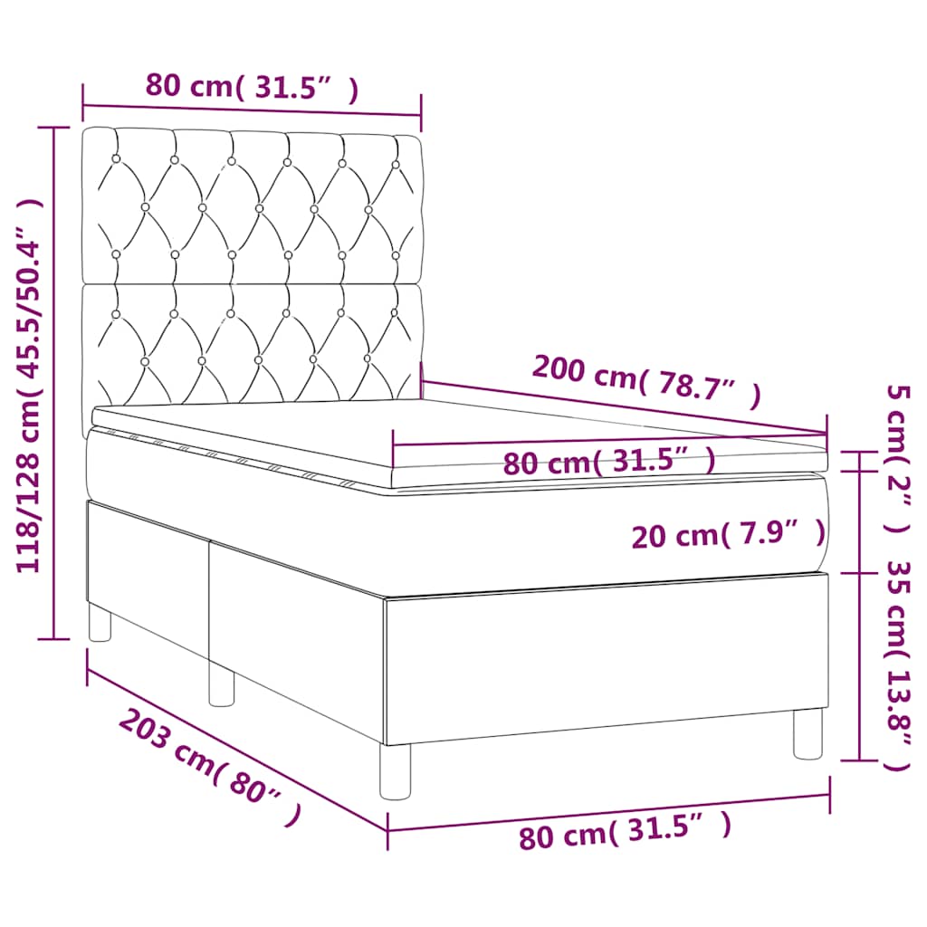 Sommier à lattes de lit et matelas et LED Vert foncé 80x200 cm - XIOS