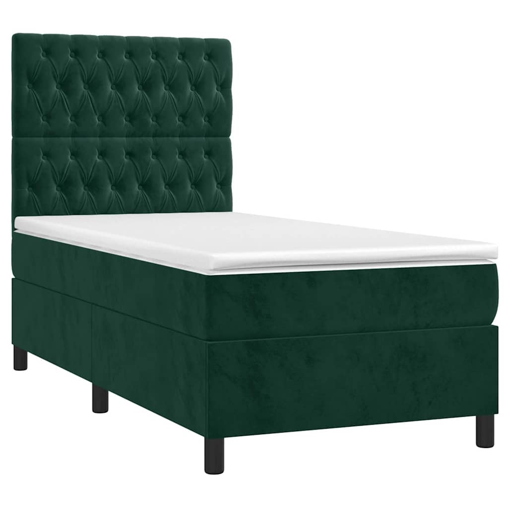 Sommier à lattes de lit et matelas et LED Vert foncé 90x190 cm - XIOS