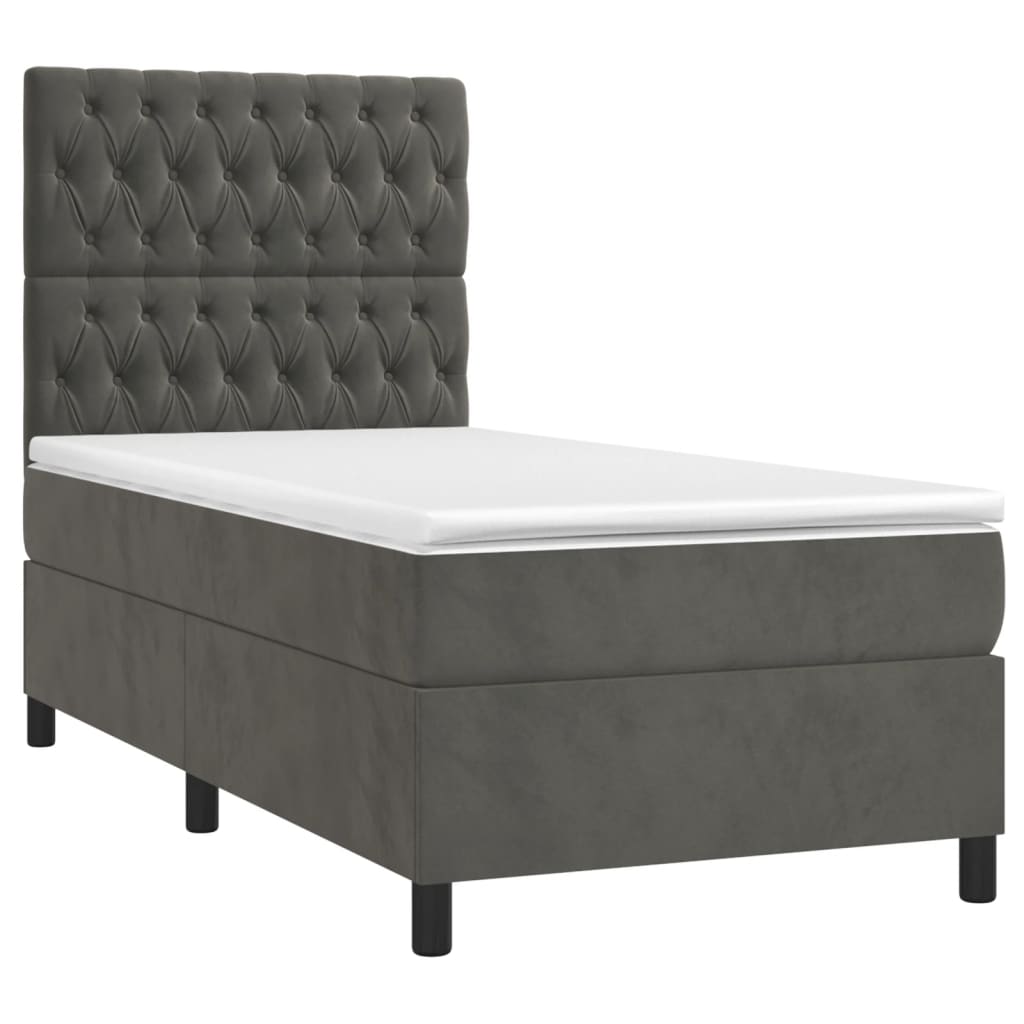 Sommier à lattes de lit et matelas et LED Gris foncé 90x200 cm - XIOS