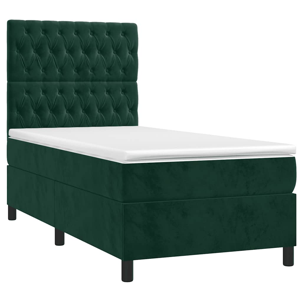 Sommier à lattes de lit et matelas et LED Vert foncé 90x200 cm - XIOS