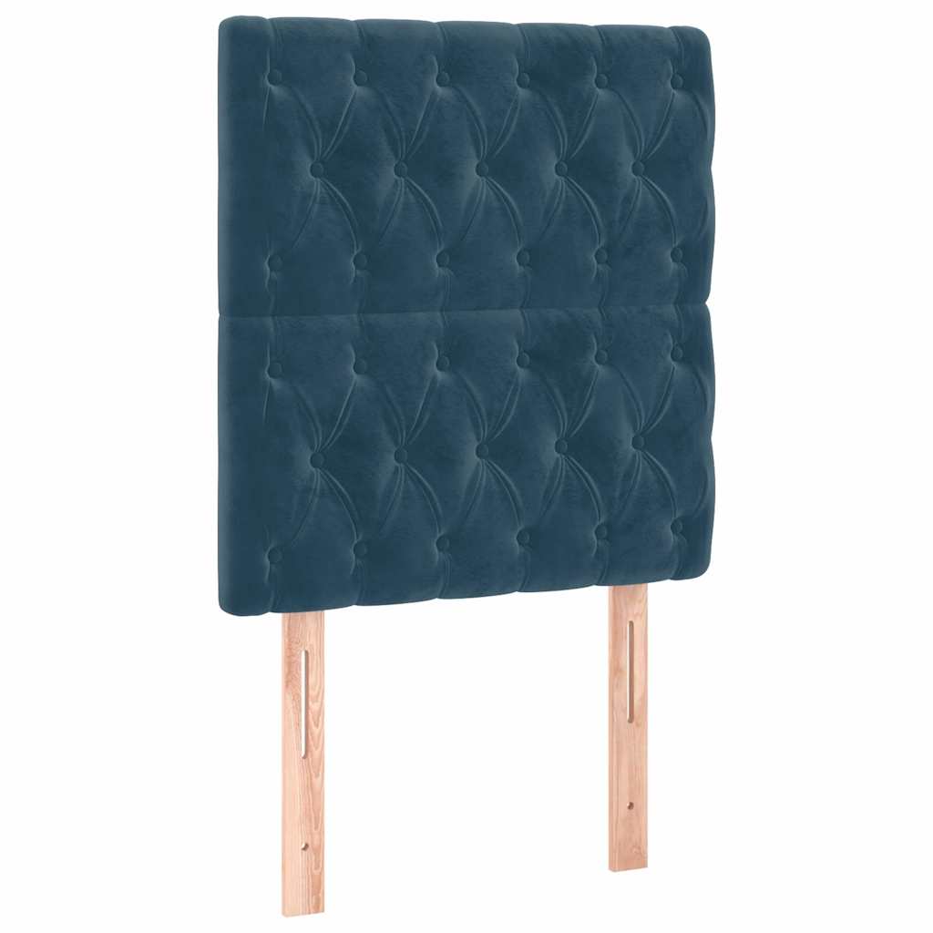 Sommier à lattes de lit et matelas et LED Bleu foncé 90x200 cm