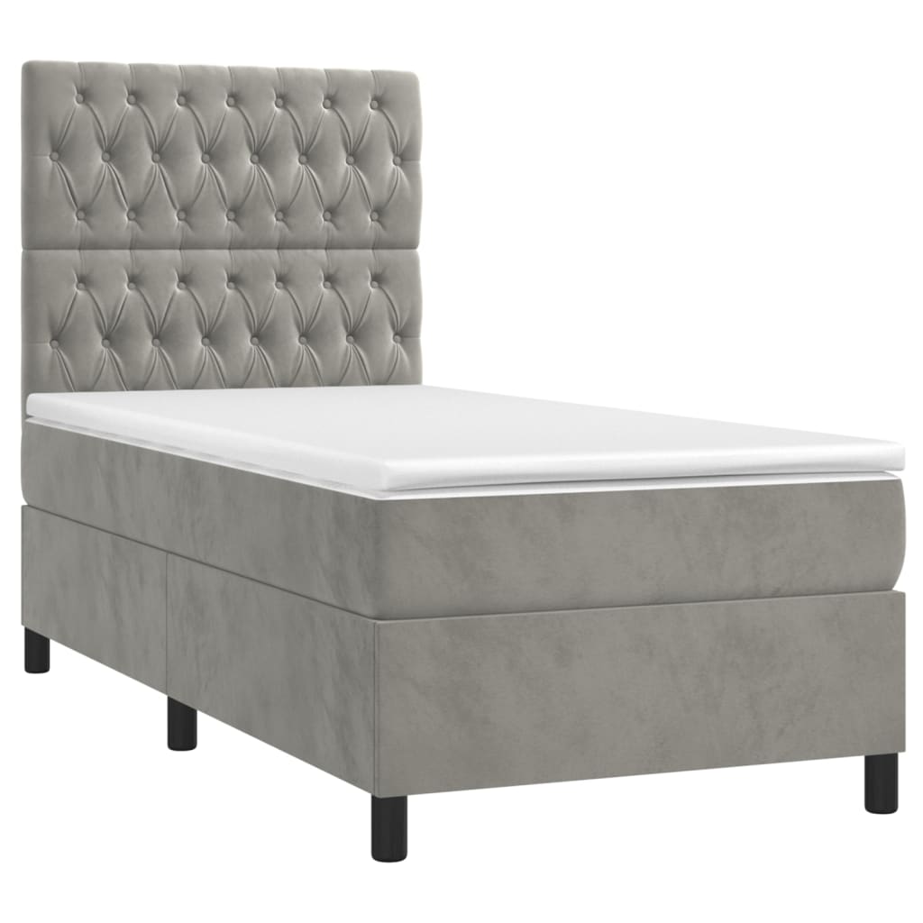 Sommier à lattes de lit matelas et LED Gris clair 100x200 cm - XIOS