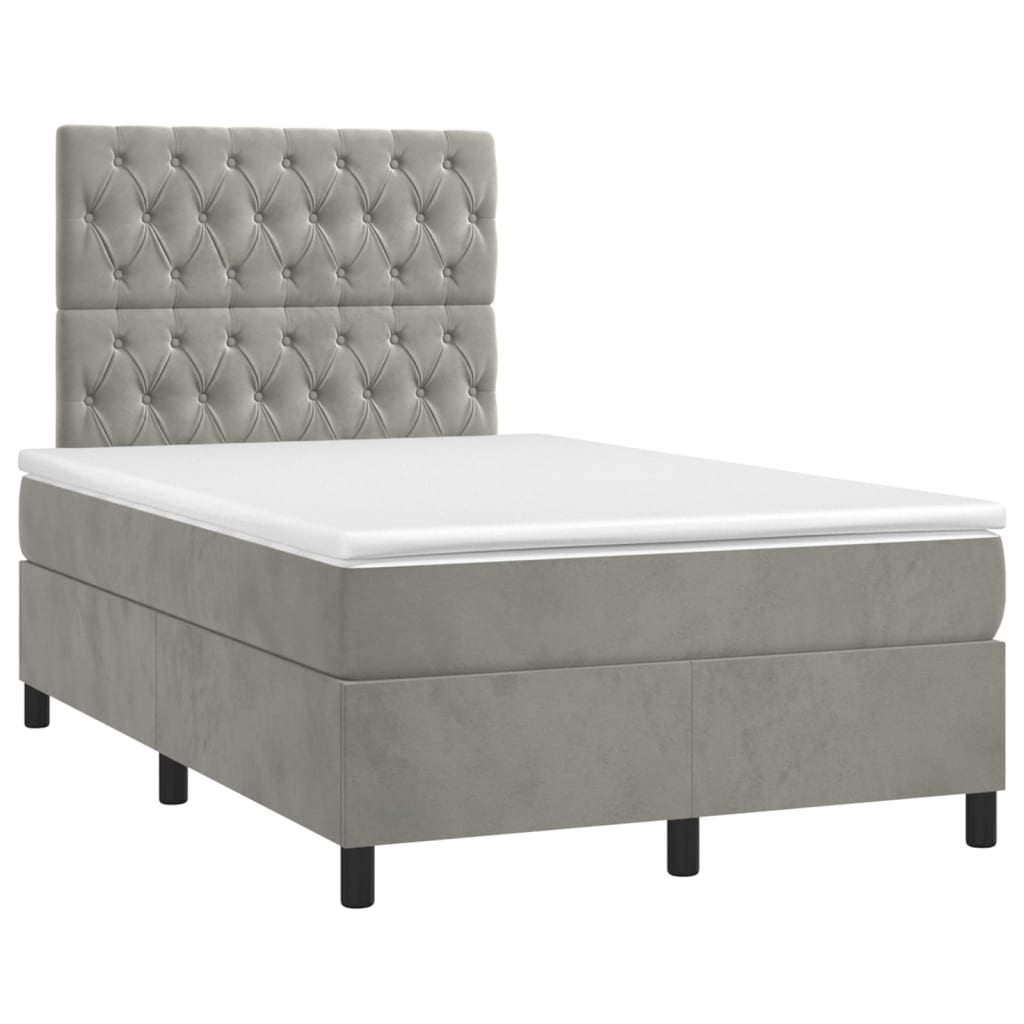 Sommier à lattes de lit matelas et LED Gris clair 120x200 cm - XIOS