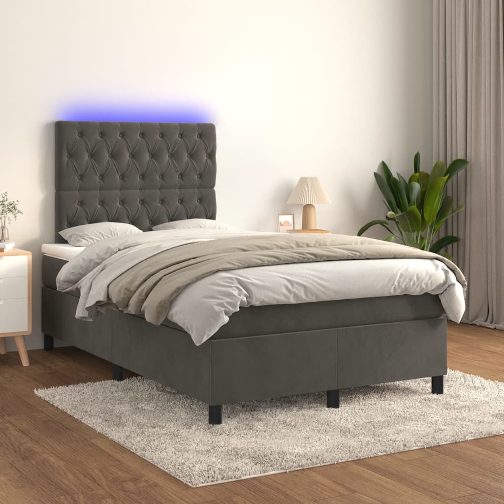 Sommier à lattes de lit matelas et LED Gris foncé 120x200 cm - XIOS