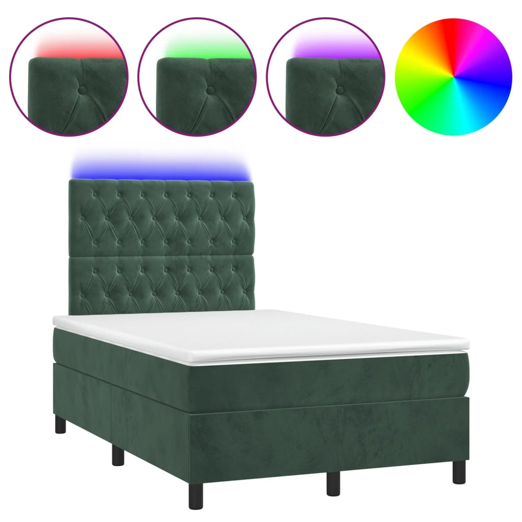 Sommier à lattes de lit matelas et LED Vert foncé 120x200 cm - XIOS