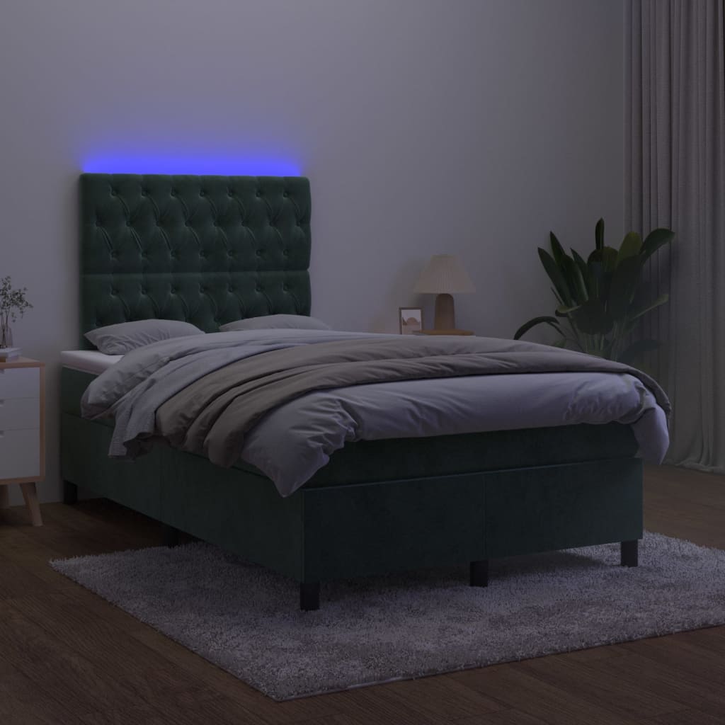 Sommier à lattes de lit matelas et LED Vert foncé 120x200 cm - XIOS