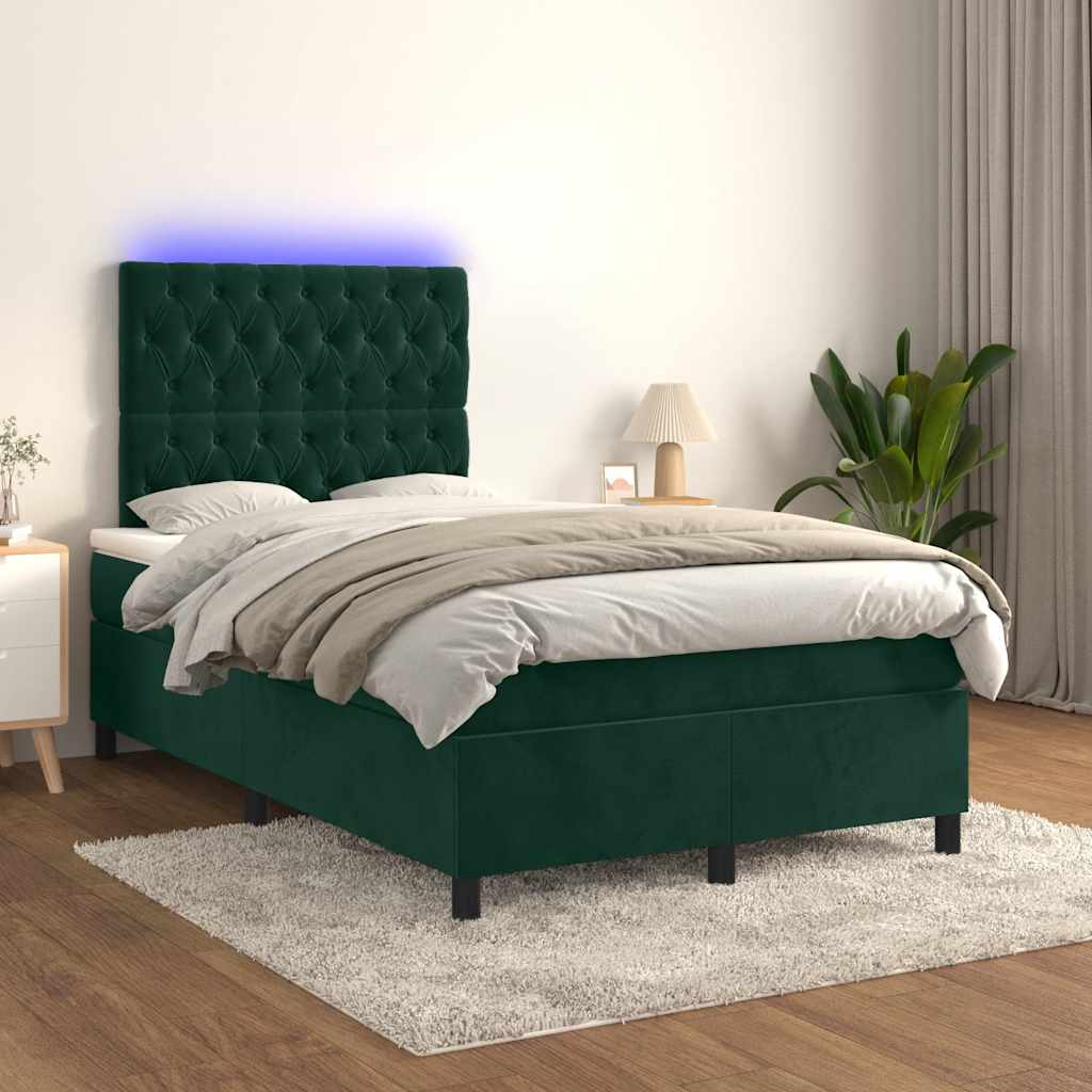 Sommier à lattes de lit matelas et LED Vert foncé 120x200 cm - XIOS