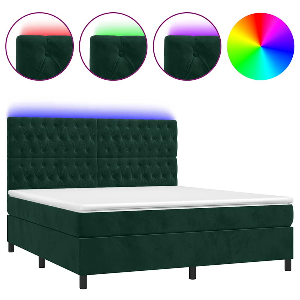 Sommier à lattes de lit matelas et LED Vert foncé 160x200 cm - XIOS