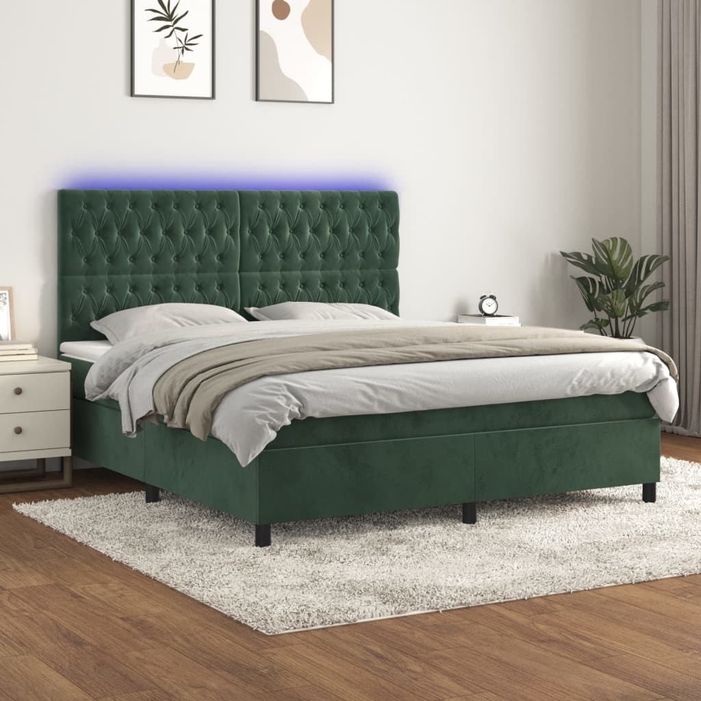 Sommier à lattes de lit matelas et LED Vert foncé 180x200 cm - XIOS