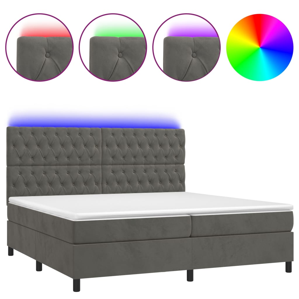 Sommier à lattes de lit matelas et LED Gris foncé 200x200 cm - XIOS