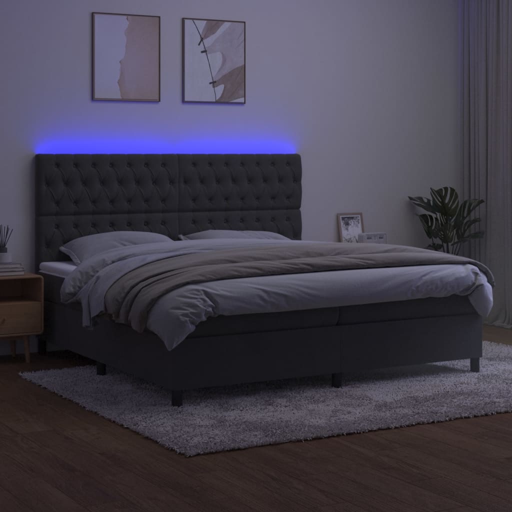 Sommier à lattes de lit matelas et LED Gris foncé 200x200 cm - XIOS