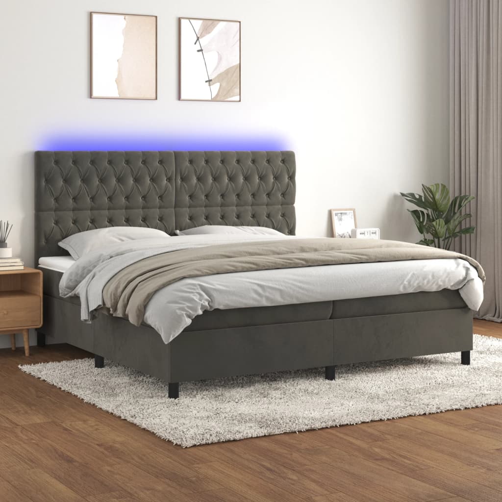 Sommier à lattes de lit matelas et LED Gris foncé 200x200 cm - XIOS