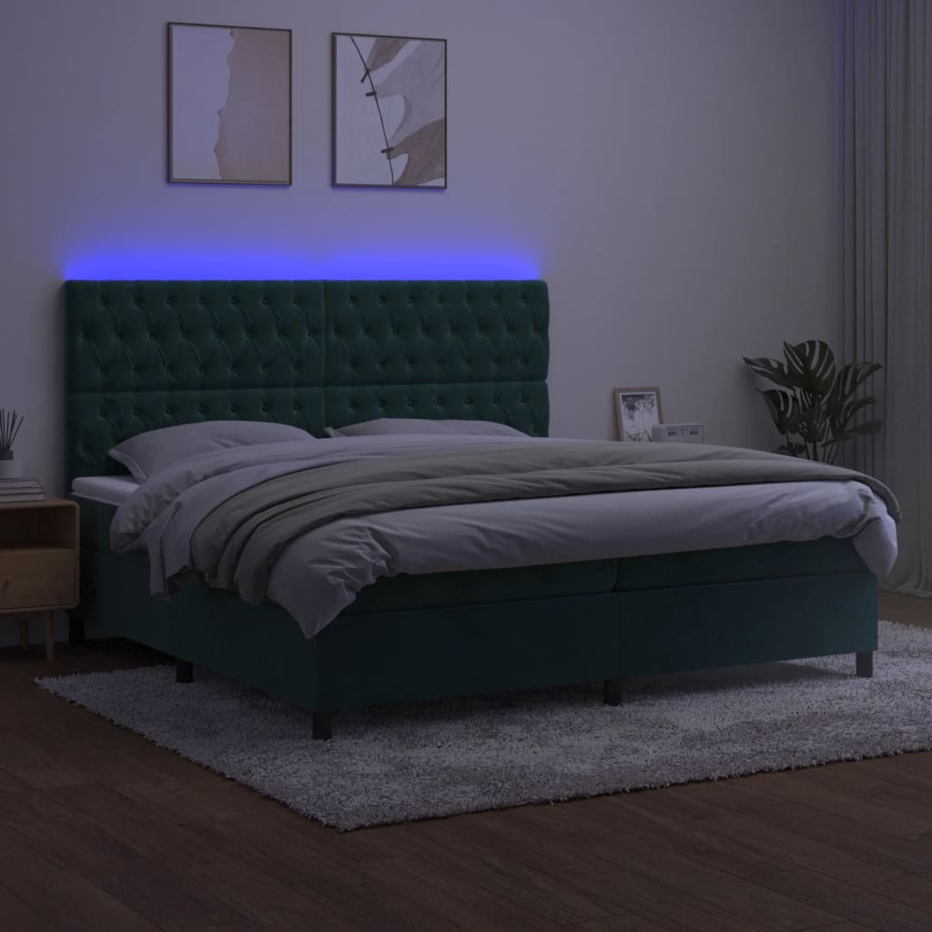 Sommier à lattes de lit matelas et LED Vert foncé 200x200 cm - XIOS