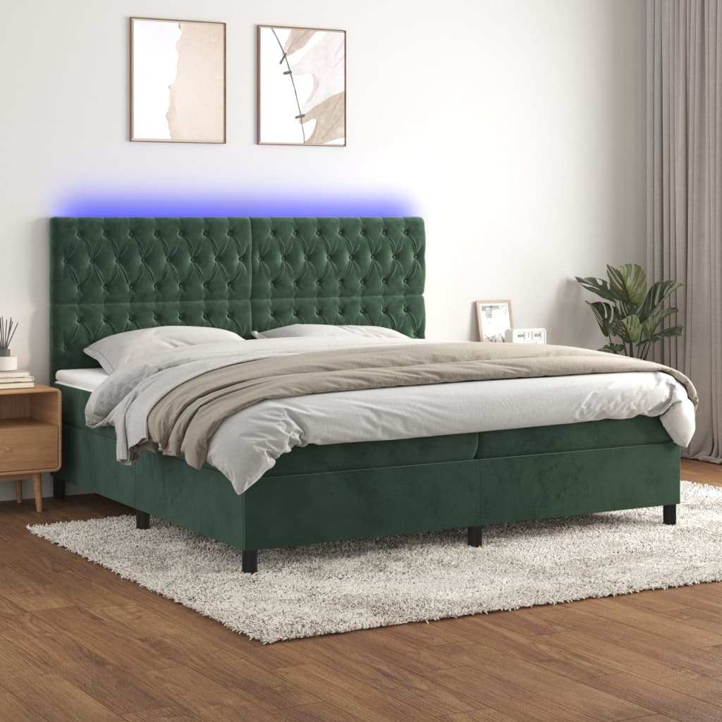 Sommier à lattes de lit matelas et LED Vert foncé 200x200 cm - XIOS