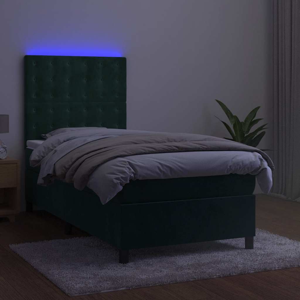 Sommier à lattes de lit et matelas et LED Vert foncé 80x200 cm - XIOS