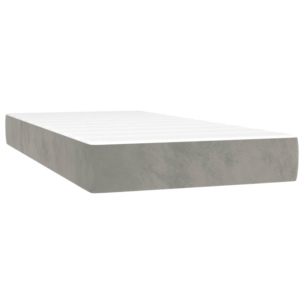 Sommier à lattes de lit et matelas et LED Gris clair 90x190 cm - XIOS