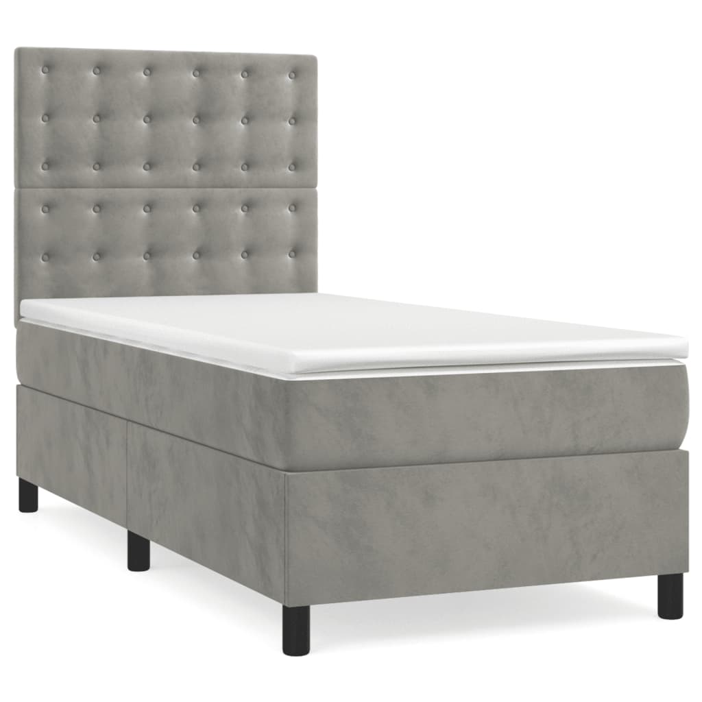 Sommier à lattes de lit et matelas et LED Gris clair 90x200 cm - XIOS