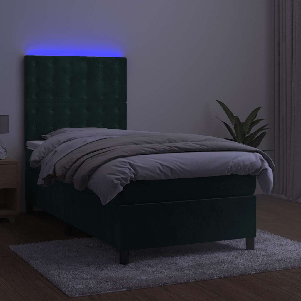 Sommier à lattes de lit et matelas et LED Vert foncé 90x200 cm - XIOS