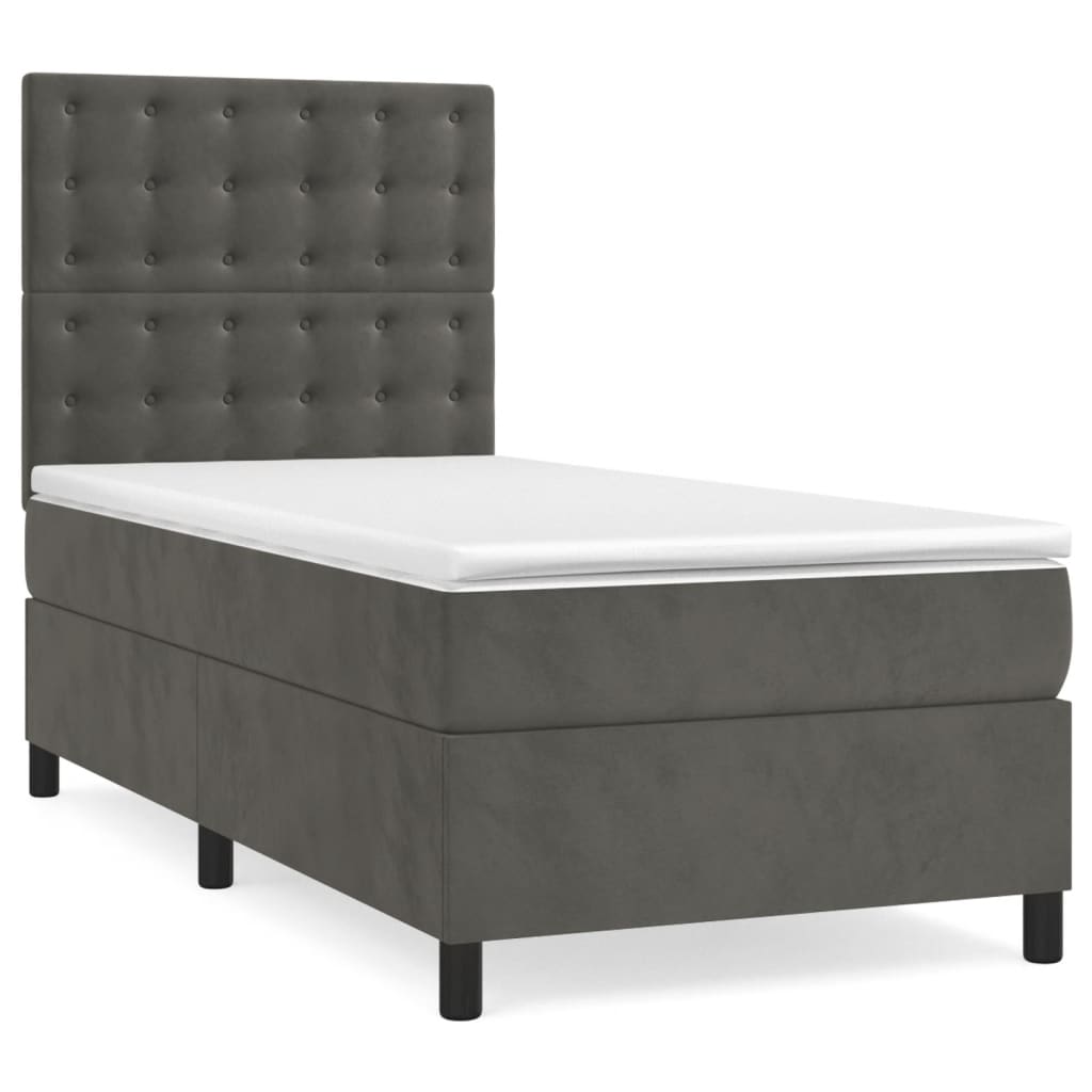 Sommier à lattes de lit matelas et LED Gris foncé 100x200 cm - XIOS